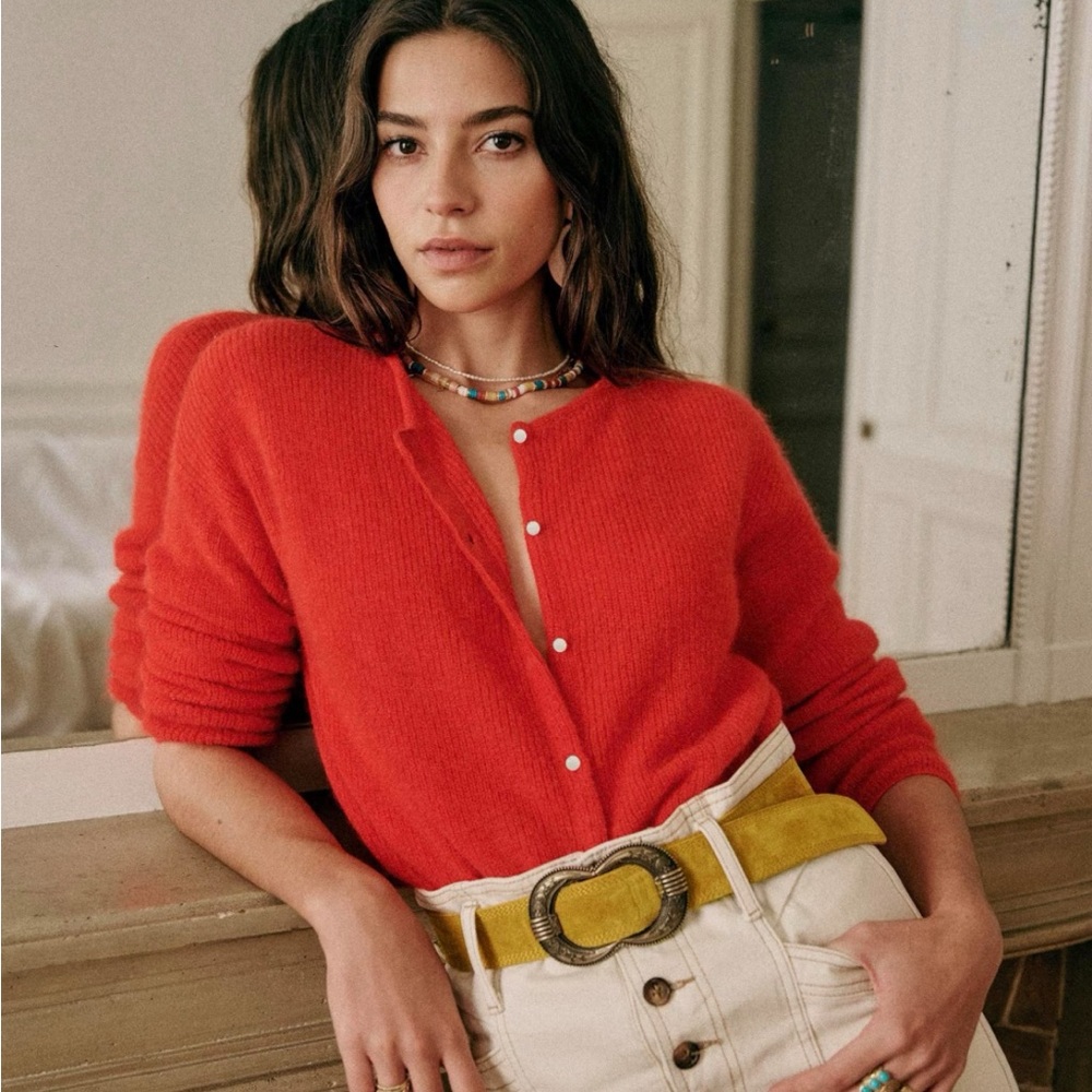 Sézane Red Gaspard Cardigan